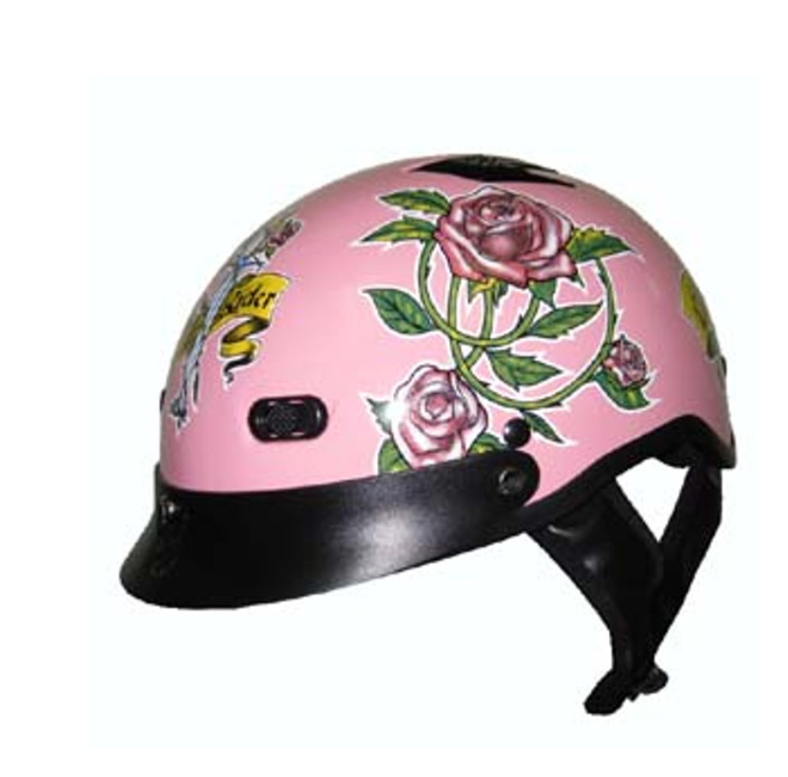 Dot Pink Rose Motorcycle Helmet Holman Helmets 7016